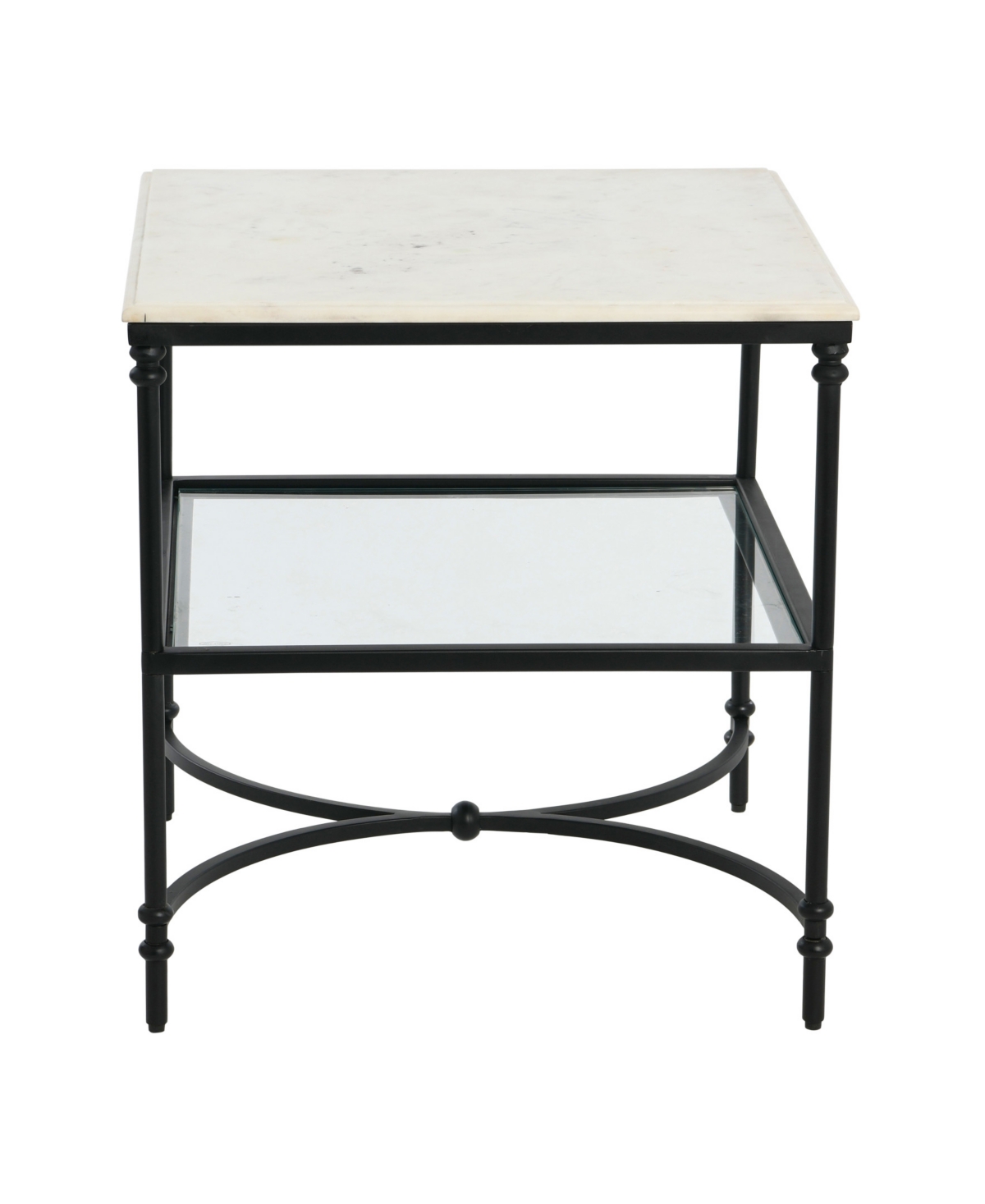 Creative Co-op 24" Libertine Genuine Marble And Metal Ogee Edge Square End Table