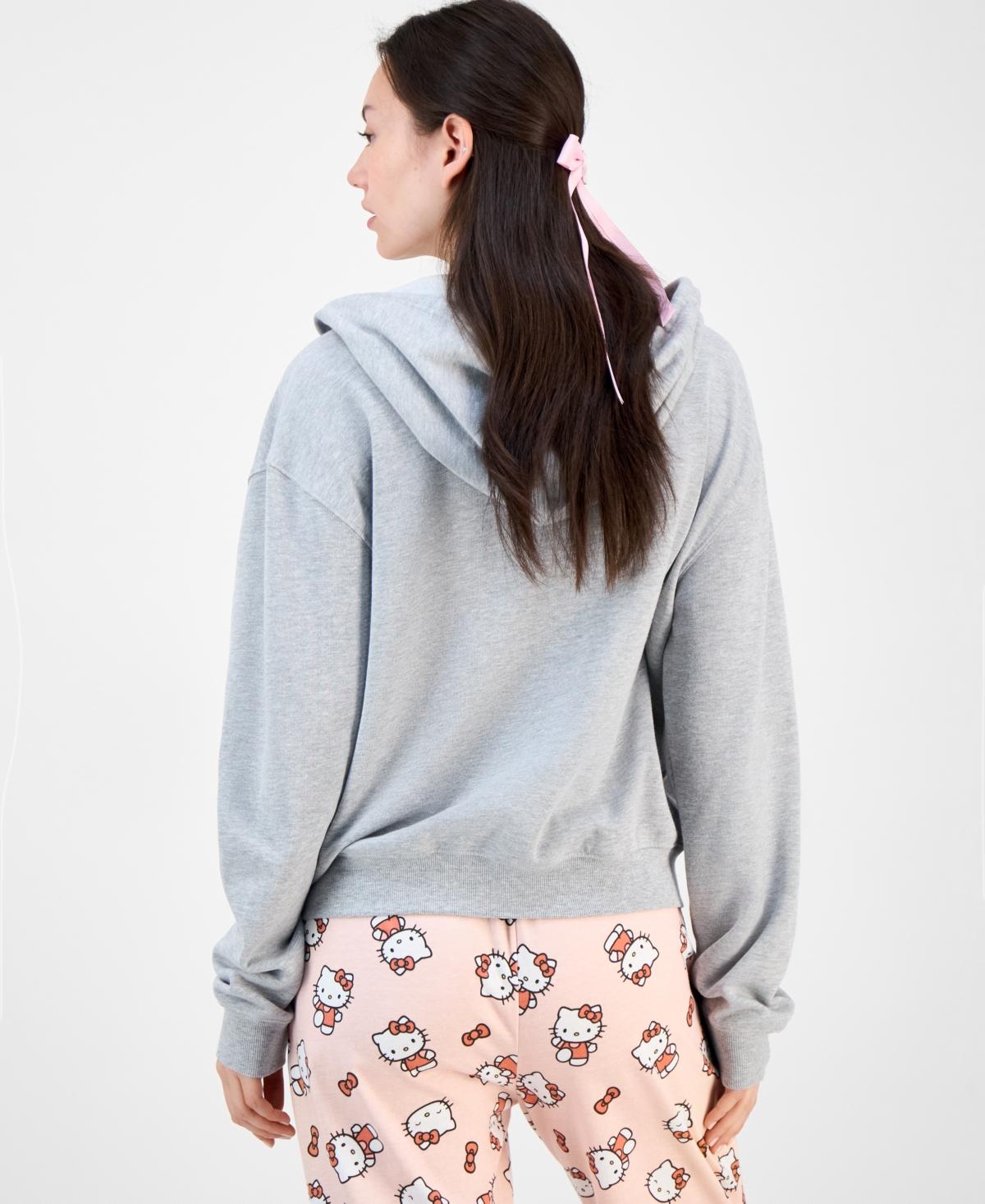 Love Tribe Juniors' Hello Kitty Full-zip Hoodie In Gray