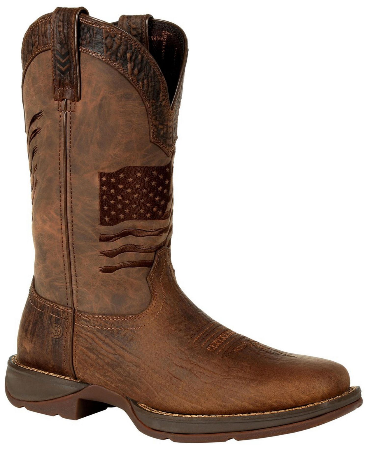 Men's Rebel by Brown Distressed Flag Embroidery Western Boot