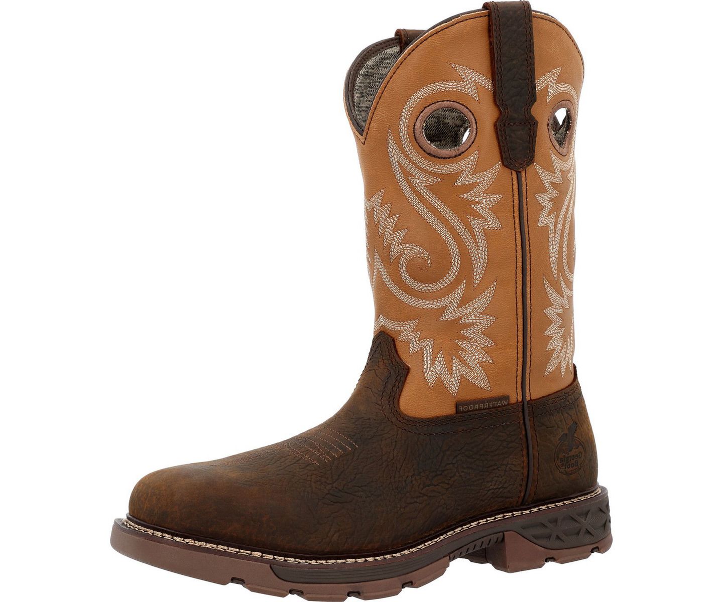 Мужские ботинки GEORGIA BOOT Carbo-Tec FLX 11" Waterproof Pull On Work, цвет: Коричневый / Оранжевый — фото 7