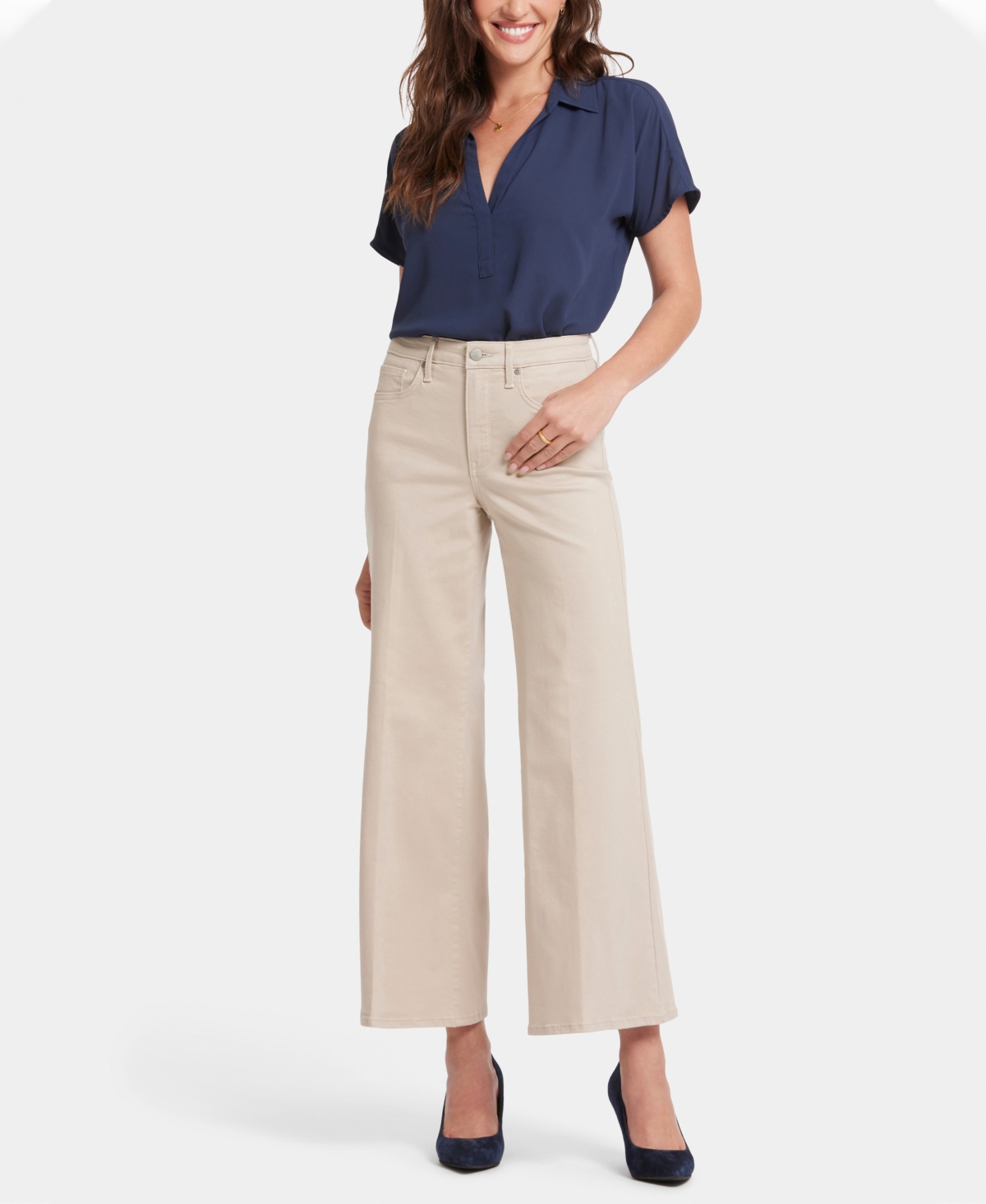 Nydj Whitney High Waist Wide Leg Pants In Neutral