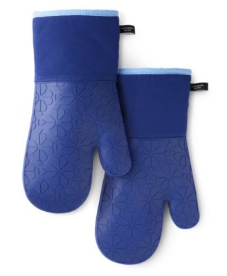 Spade Flower Soft Silicone Oven Mitt Set, 7" x 13"