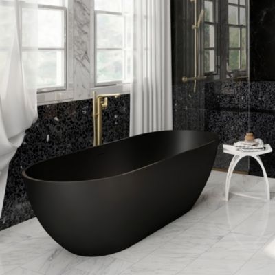 69" x 30" Solid Surface Stone Freestanding Soaking Bathtub