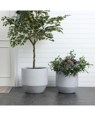 Minimalistic Modern Gray 13.8-Inch Tall Round Tapered MgO Planter