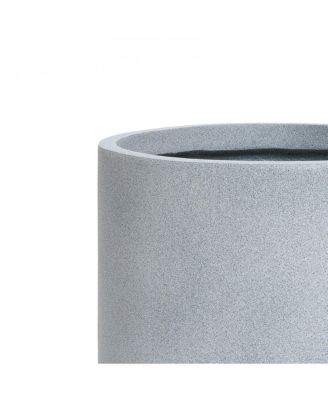 Minimalistic Modern Gray 15.7-Inch Tall Round Tapered MgO Planter