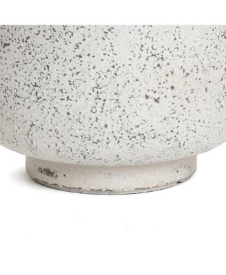 Rustic White with Gray 9.6-Inch Tall Round MgO Planter