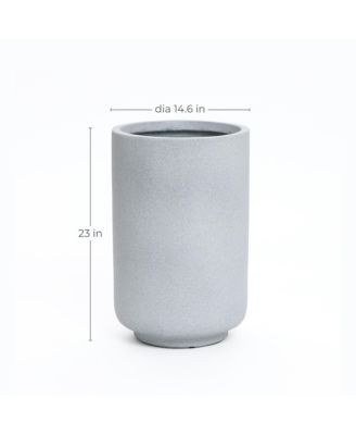 Minimalistic Modern Gray 23-Inch Tall Round MgO Planter