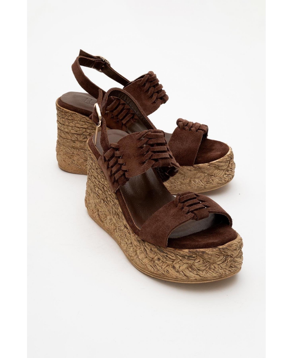 Olien Suede Leather Platform Espadrilles (Women) - Brown suede leather