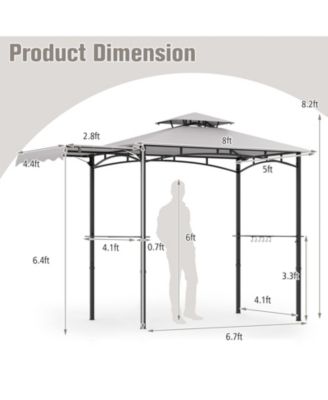 10.5 x 5 FT Grill Gazebo with Side Awning and Double-Tiered Top