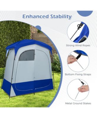 2 Rooms Oversize Privacy Shower Tent with Removable Rain Fly and Inside Pocket