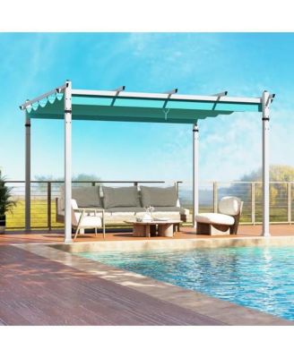 Outdoor Pergola with Retractable Canopy and Aluminum Frame