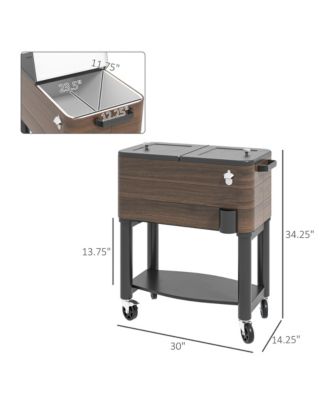 Patio Cooler Cart with Bottle Opener 60 Qt. Rolling Ice Chest