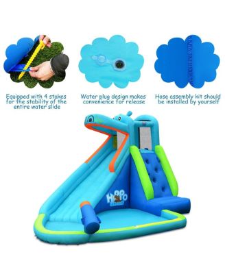 Hippo Inflatable Water Slide Bounce House with Air Blower