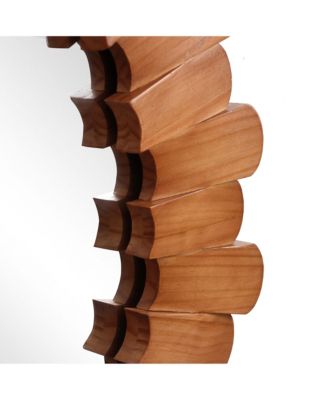 Pine Wood Frame 35-Inch Round Wall Mirror