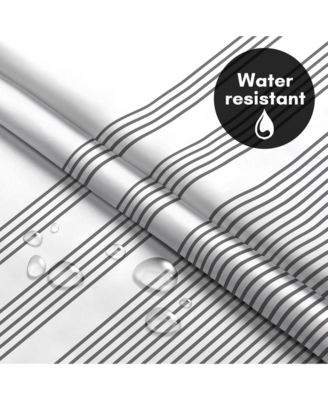 72x75 Hookless Shower Curtain - Grey Lines Shower Curtain with Sheer Panel, Snap-In Liner, and Grommets - 100% Polyester