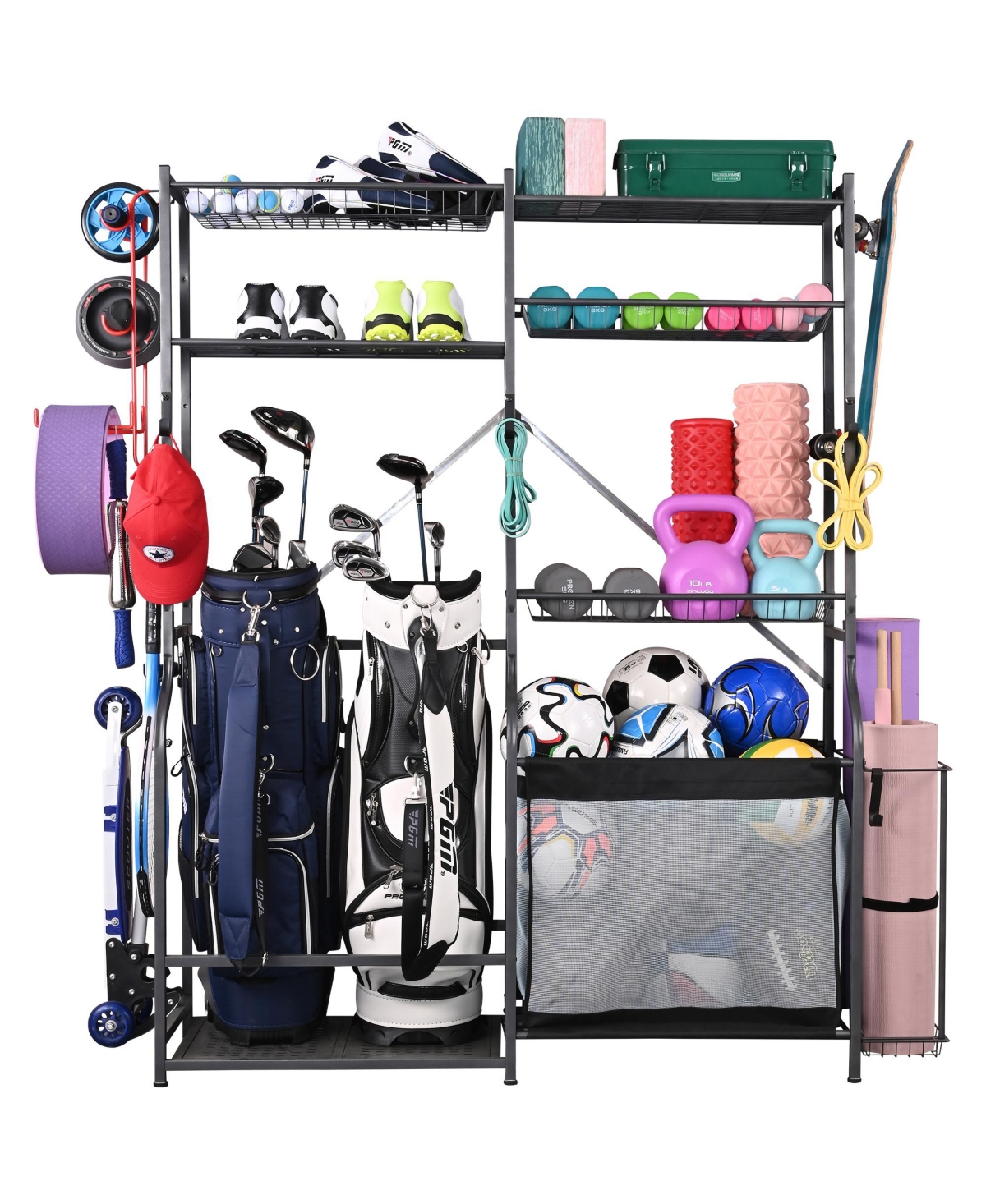 Golf Accessories Storage Stand, Sports Equipment Organizer for Garage, Home, Gym