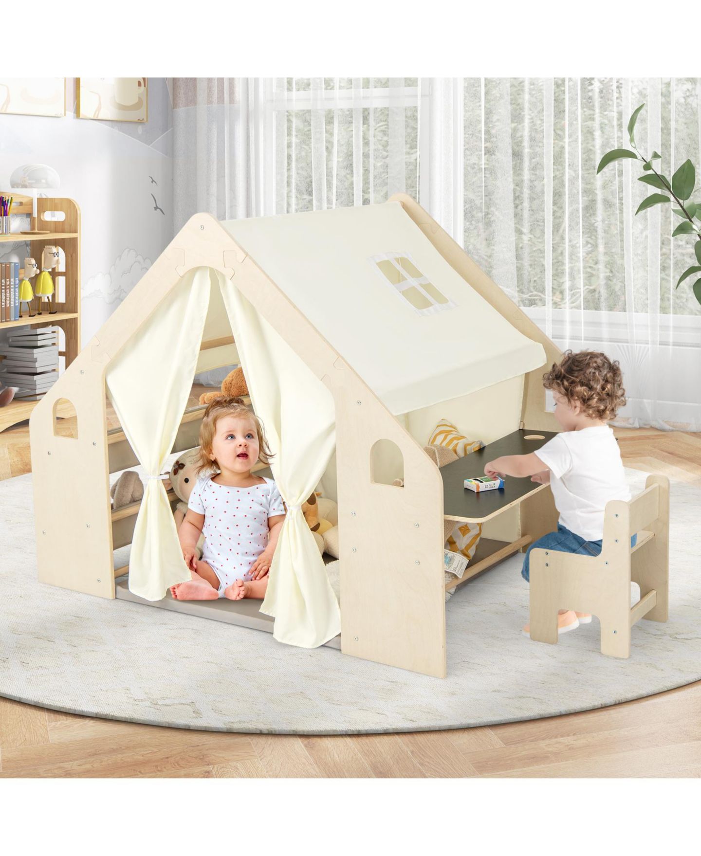 Детская игрушка Mecale 6-in-1 Indoor Playhouse, Ages 2+, цвет: Средний бежевый — фото 2