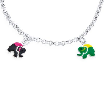 ZOO Animal Colorful Lucky Elephant Charm Bracelet in Sterling