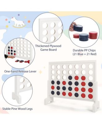 4-in-a-row Game Set Wooden Jumbo 4-to-Score Game with Carrying Bag