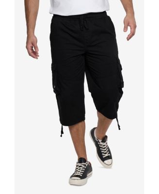 Men's 18" Elastic Waist Capri Long Cargo Shorts