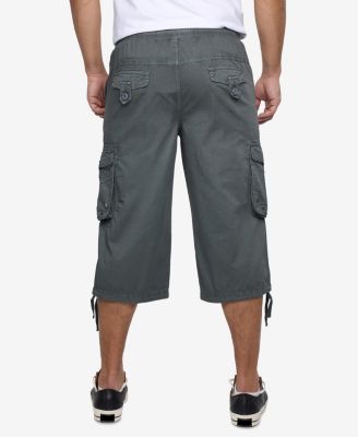 Men's 18" Elastic Waist Capri Long Cargo Shorts