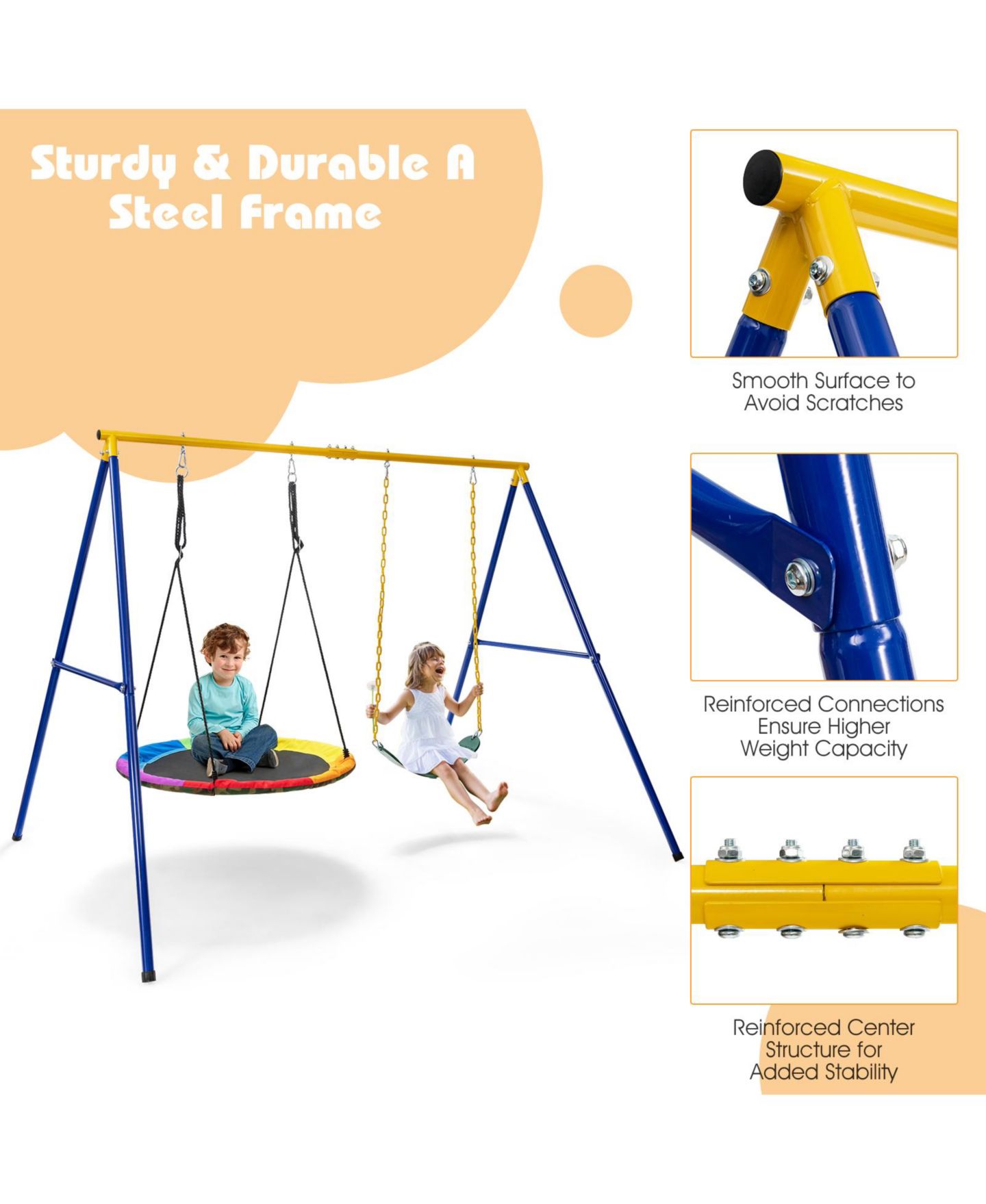 Детская игрушка Mecale 660 LBS Extra-Large A-Shaped Swing Stand with Anti-Slip Footpads, цвет: Синий — фото 4