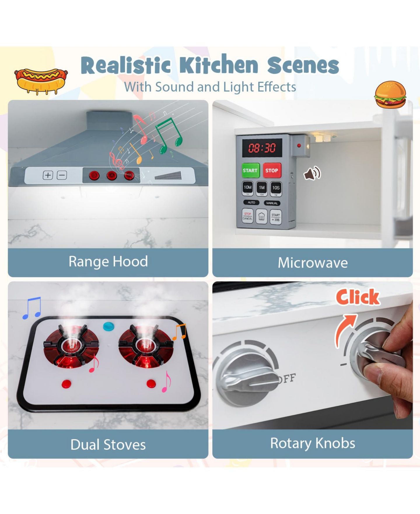 Детский игровой набор Mecale Interactive Washing Basin Sound-and-Light Kitchen Playset, Ages 3+, цвет: Белый — фото 5