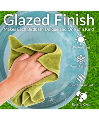 Calais Ceramic Bird Bath with Glazed Finish - Jade Green - 25" H