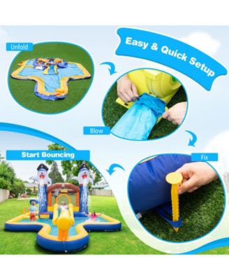 7-In-1 Water Slide Park with Splash Pool and Water Cannon with 680W Blower