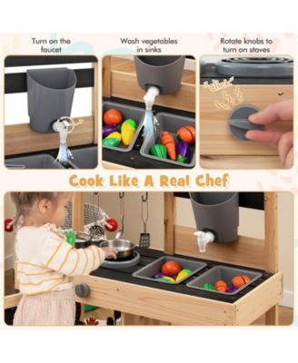 Mud Kitchen Playset Kids Play Kitchen Outdoor with 2 Removable Sinks