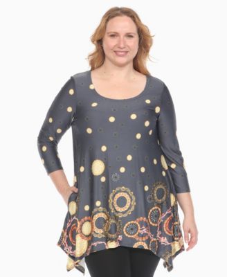 Plus Size Printed Flowy Hem Swing Top