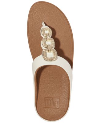 Women's Fino Crystal Chain Leather Toe-Post Sandals