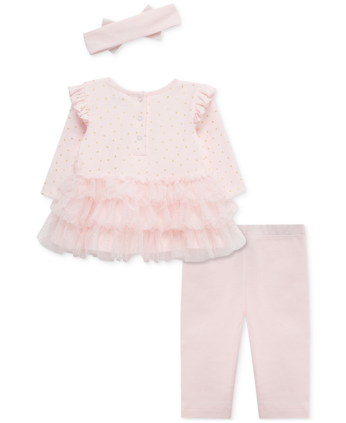 Little Me Baby Girls Dot Shine Tutu Top, Leggings & Headband, 3 Piece Set In Multi