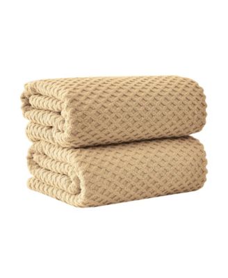 Quick-Drying Cotton Diamond Waffle Textured 2-Piece Oversized Bath Sheet, 68" x 35"