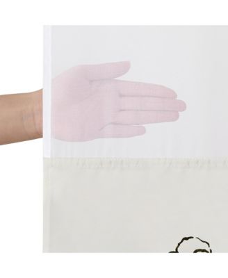 72x75 Hookless Shower Curtain - Floral Cream and Black Shower Curtain with Sheer Panel, Snap-In Liner, and Grommets - 100% Polyester