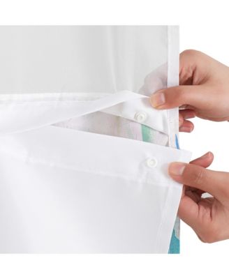 Hookless Coastal Shower Curtain with Sheer Panel, Snap-In Liner & Grommets, 72" x 75"