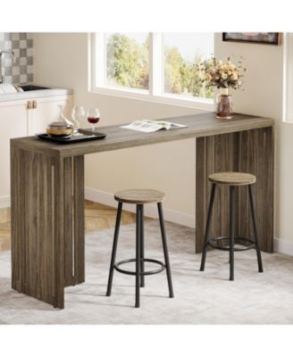 Bar Table, 63-Inch Counter Height Pub Table, Industrial Bar Height Table, Rectangular High Top Kitchen & Dining Counter Tables with Louvered Base for Narrow Space