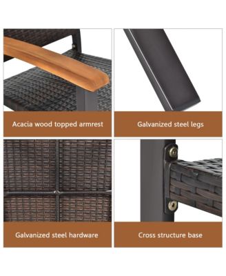 4PCS Stackable Patio Wicker Dining Chair Rattan Armchair Outdoor Yard