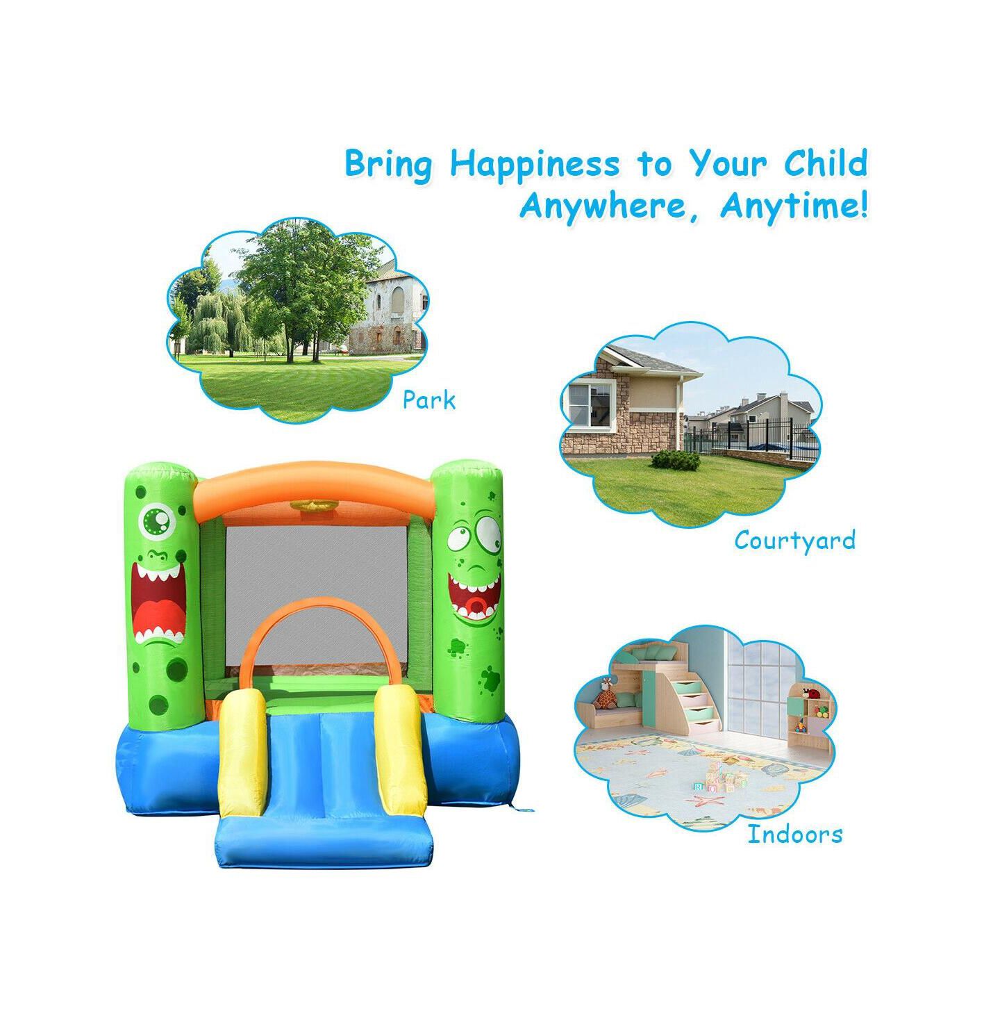Детская игрушка Mecale Inflatable Bounce House with Slide, 110"L x 83"W x 67"H, Ages 3-10, цвет: Зелёный — фото 6