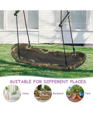 Saucer Tree Swing Surf Kids Outdoor Adjustable Oval Platform Set with Handle
