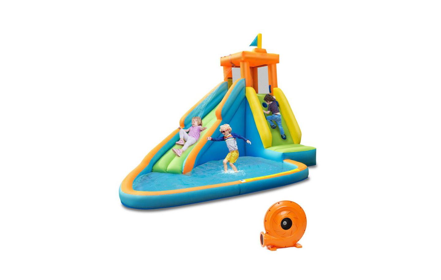 Детская игрушка Mecale Inflatable Water Slide Bounce House with Splash Pool, Ages 3+, цвет: Синий — фото 1