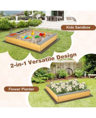 Wooden Sandbox Kids Sand Pit with Kitchen Playset Accessories for 3-8 Years Old