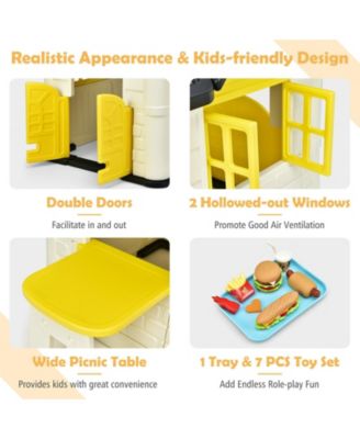 Kid's Playhouse Pretend Toy House For Boys and Girls 7 Pieces Toy Set