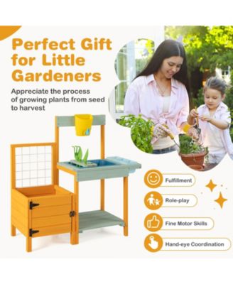 Kids Outdoor Potting Bench with See-Through Window