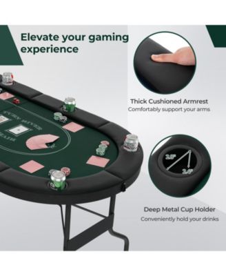 72 Inch Foldable Poker Table for 8 Players Portable Oval Card Board Game Table