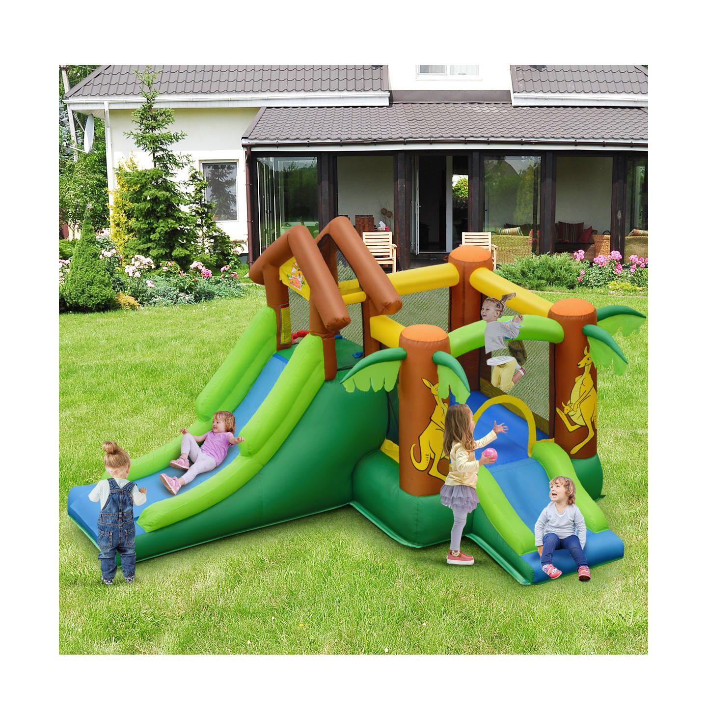Детская игрушка Mecale Jungle Castle 5-in-1 Bounce House, Accommodates 5 Kids, Ages 3-10, цвет: Зелёный — фото 9