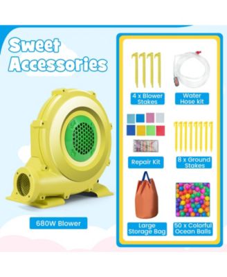 Inflatable Bounce House with Slide and Splash Pooland and 680W Blower