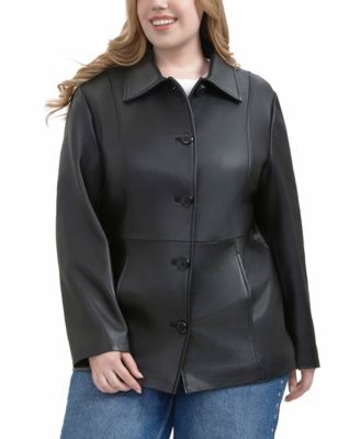 Plus Size Dana Leather Car Coat