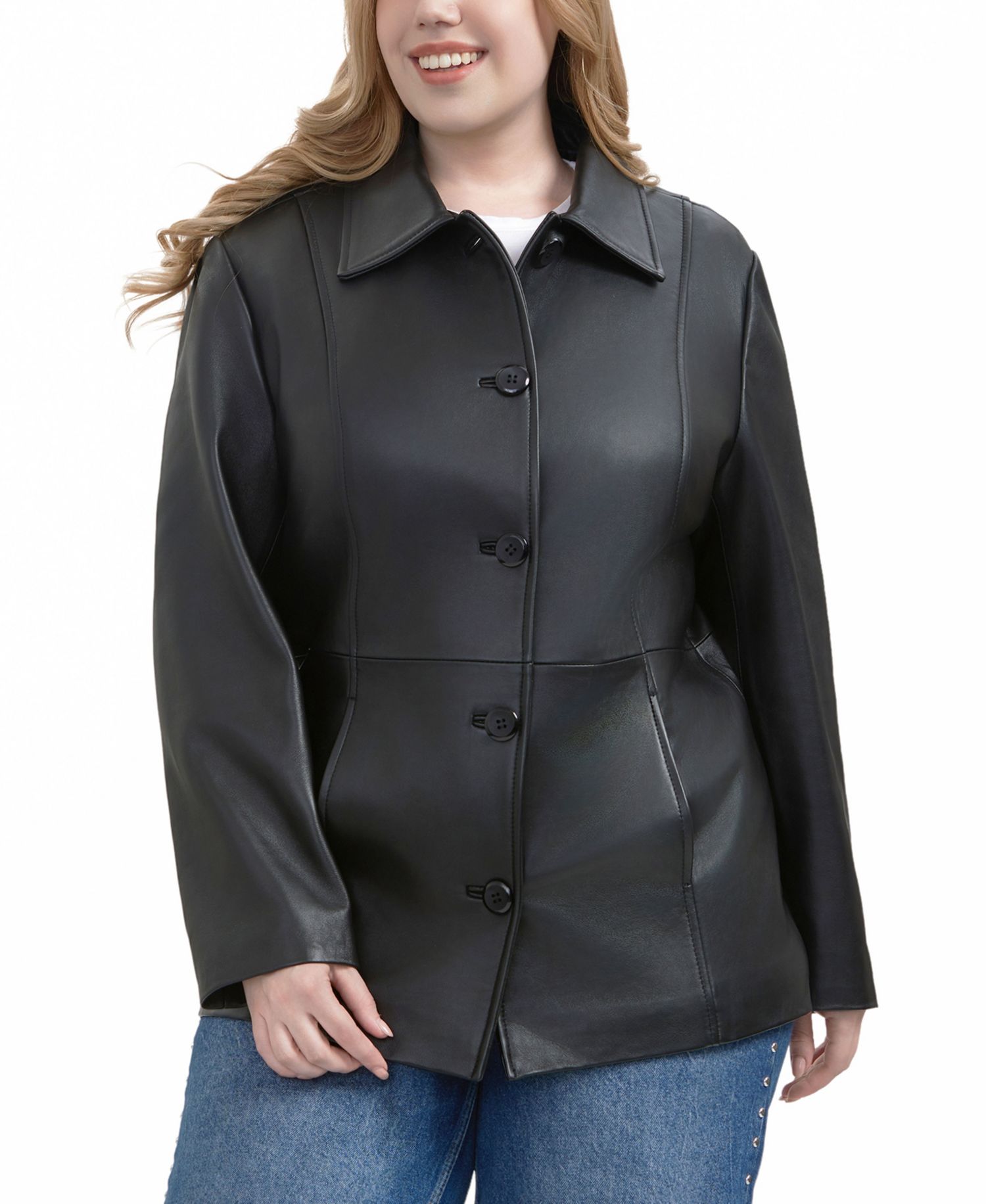 Plus Size Dana Leather Car Coat