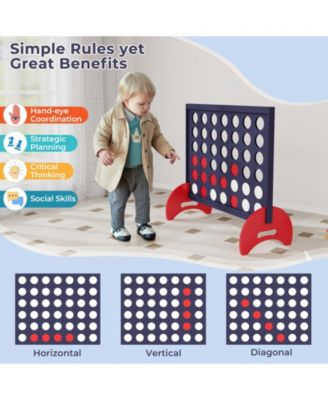 4-in-a-row Game Set Wooden Jumbo 4-to-Score Game with Carrying Bag